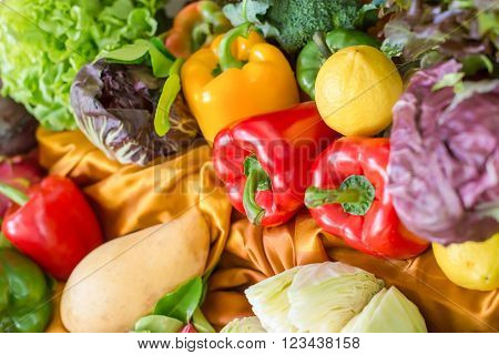 mixed of fresh fruits and vegetables decoration.