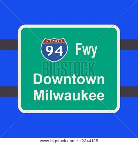 Freeway keskusta Milwaukee merkki kuvitus