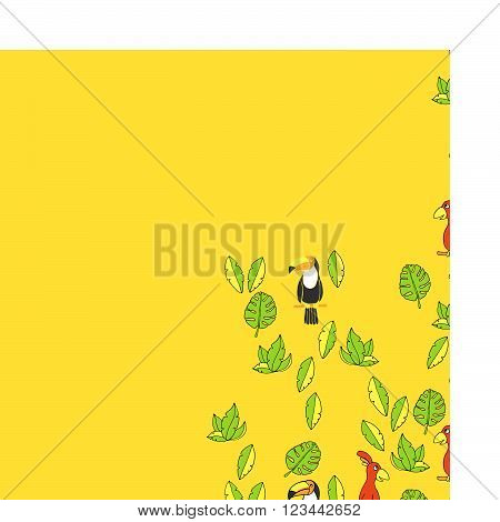 Tucan In A Wreath Of Tropical Flowers