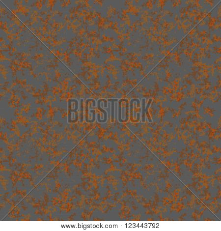 Brown rust texture on gray metal seamless pattern