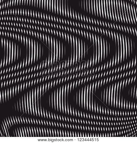 Optical illusion moire background abstract lined monochrome tiling. Unusual geometric vector pattern with visual effects.