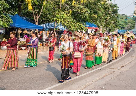 CHIANG MAI THAILAND - MARCH 27 : Poy Sang Long festival A Ceremony of boys to become novice monk parade around township to Ku Tao temple on March 27 2016 in Chiang mai Thailand.