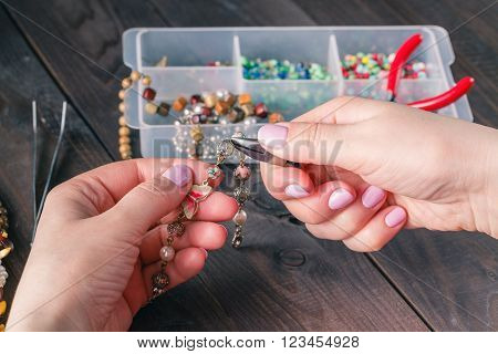 Handmade Accessories On Wooden Table