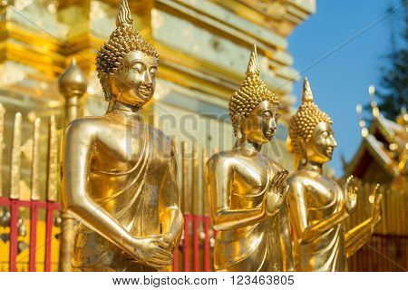 Wat Phra That Doi Suthep in Chiang Mai. This Buddhist temple founded in 1383 is the most famous in Chiang Mai.