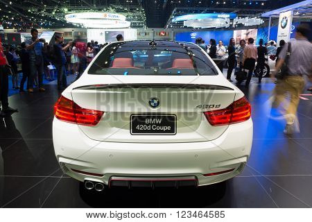 NONTHABURI - MARCH 23: NEW BMW 420d Coupe on display at The 37th Bangkok International Motor show on MARCH 23, 2016 in Nonthaburi, Thailand.