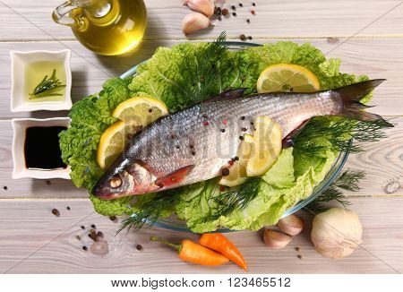 fresh raw fish on table