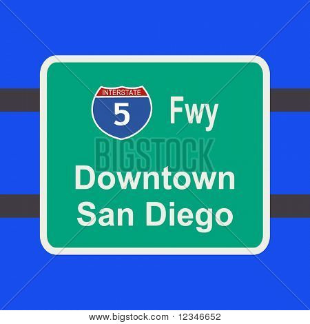 freeway to downtown San Diego sign illustration JPEG