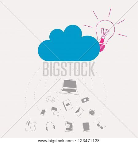 Cloud computing and internet of things illustration. Big data and cloud storage concept