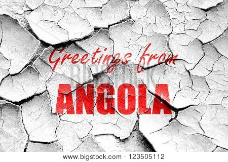 Grunge cracked Greetings from angola card with some soft highlights