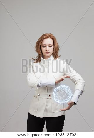 Woman with glowing magical energy ball.