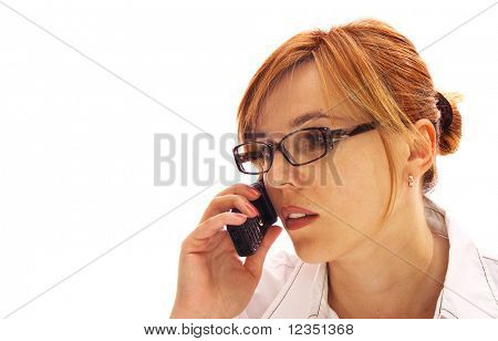 A woman talking on a cell phone