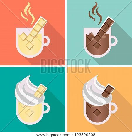 Hot chocolate with whipped cream illustrated vector