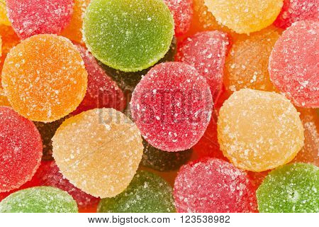 Colorful jelly candies closeup macro texture