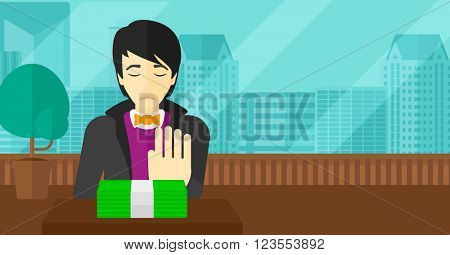 Man refusing bribe.