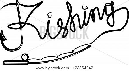 Fishing Handwritten Message With Hook And Spinning