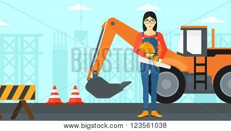 Engineer with hard hat and blueprint.