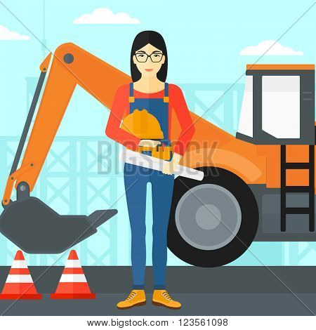 Engineer with hard hat and blueprint.