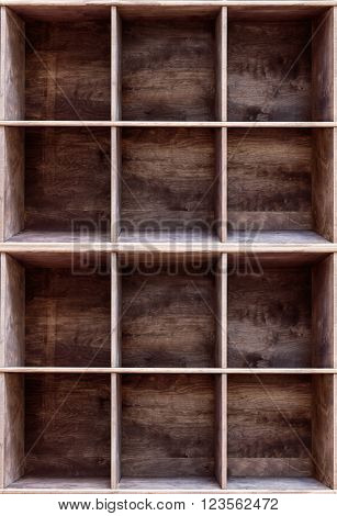 Blank Wooden Bookshelf, Component Of Indastrial Interior Style.