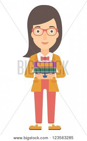 Woman holding folders.