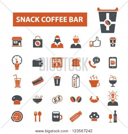 snack coffee bar icons
