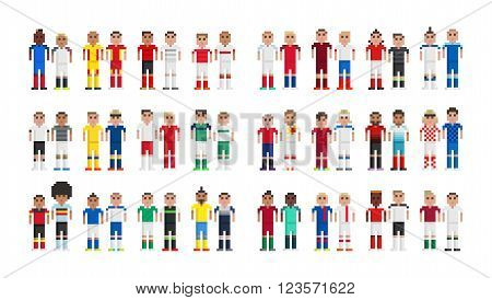 Vector football players caricature of the European Cup 2016