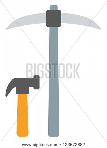 Mining pick and hammer.