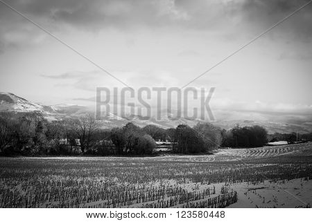 Ruthin Mountains in winter with snow on tops