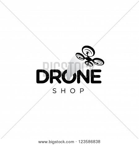 Drone Vector Logo with a drone silhoette.