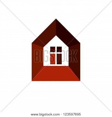 Real estate simple icon isolated on white background abstract house depiction. Property vector symbol conceptual sign best for use in advertising and branding.