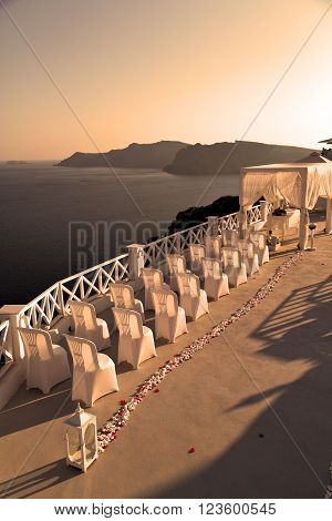 In The Sea  Of Santorini Greece Island Europe Anniversary And Marriage Cerimony