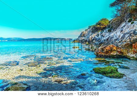 crystal clear water in Cala Dragunara Sardinia