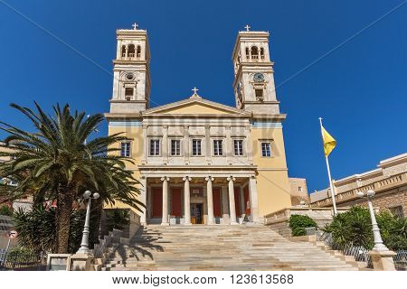 Amazing View of Orthodox Cathedral of Saint Nicholas, town of Ermopoli, Syros, Cyclades Islands, Greece
** Note: Soft Focus at 100%, best at smaller sizes