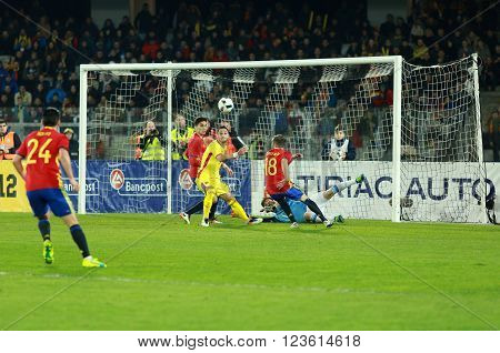 Iker Casillas, The Goalkeeper Of Spain During A Match