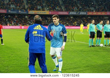 Iker Casillas At The Beginning Of Spain Vs Romania Soccer Match
