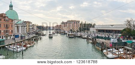 Venice, Italy - Febuary 19, 2016: Venice, a city in northeastern italy. It is famous for the beauty of its settings, archtecture and artwork. A part of Venice is resignated as a World Heritage site.