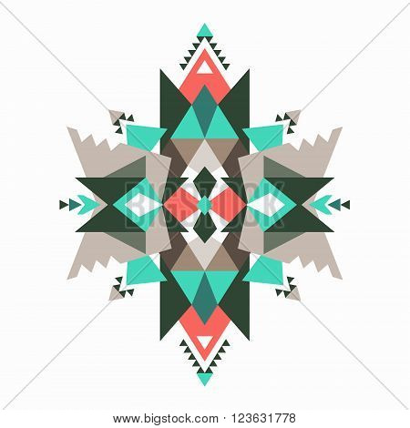 Tribal colorful geometric design element. Vector illustration isolated on white background