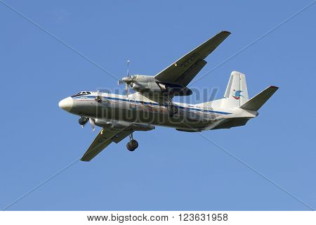ST. PETERSBURG, RUSSIA - JULY 24, 2015: The plane AN-26-100 