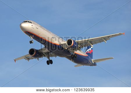 ST. PETERSBURG, RUSSIA - FEBRUARY 17, 2016: Airbus A321-211 