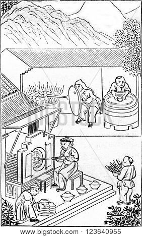 Open and closed furnace stoves, vintage engraved illustration. Magasin Pittoresque 1857.