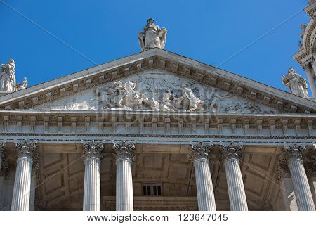 St. Paul cathedral fronton, arhitectural facade detail