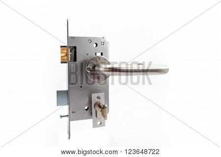 an security lock with cylinder and key door handle