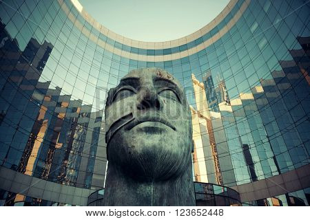 PARIS, FRANCE - MAY 13: Contemporary architecture in la Defense business district on May 13, 2015 in Paris. With the population of 2M, Paris is the capital and most-populous city of France.