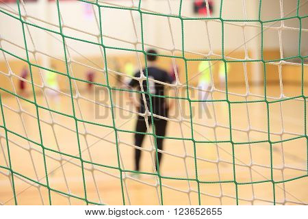 Rear View Of Futsal Goalkeeper