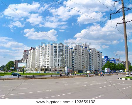 Chernihiv / Ukraine. 18 June 2015 :view of multistory modern blocks of flat and town road in Chernihiv. 18 June 2015 in Chernihiv / Ukraine.
