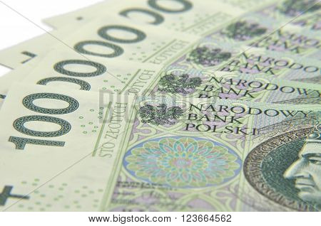 100 Pln Notes Spread Like A Fan