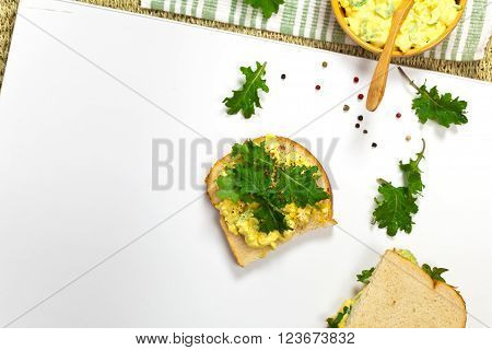 Egg Salad Sandwich with Kale. Selective focus.