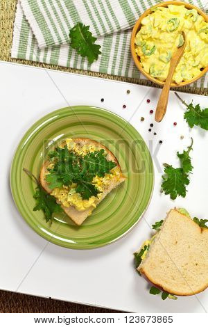 Egg Salad Sandwich with Kale. Selective focus.