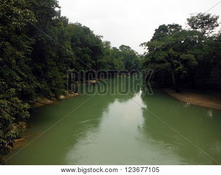 The broad and emerald colored river Cahabon passing through jungle in Semuc Champey Lanquin Guatemala.
** Note: Visible grain at 100%, best at smaller sizes