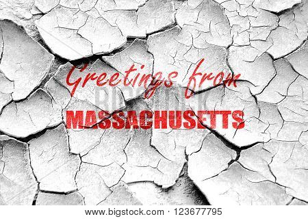 Grunge cracked Greetings from masschusetts with some smooth lines