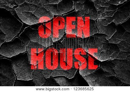 Grunge cracked Open house sign with some soft smooth lines
